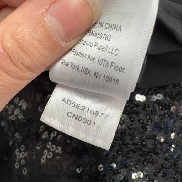 Adrianna Papell Jumpsuit Womens 2 Black Sequined Wide Leg V Neck Holiday Party - Picture 8 of 11